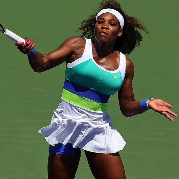 Nike Dri Fit Tennis Dress Mesh Waist White and Neon - Size Small - Picture 8 of 8